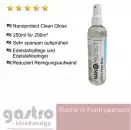 Flasche Clean Gloss 250 ml Edelstahlpflege vor glänzender Edelstahloberfläche